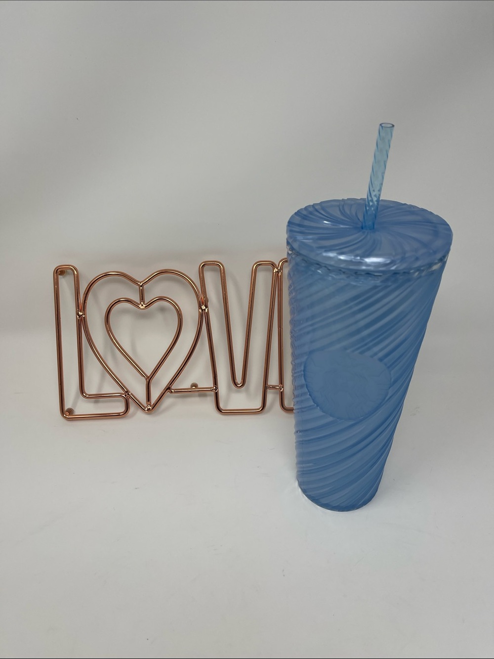 Starbucks Light Blue Swirl Cold Cup 24 oz with Straw New
